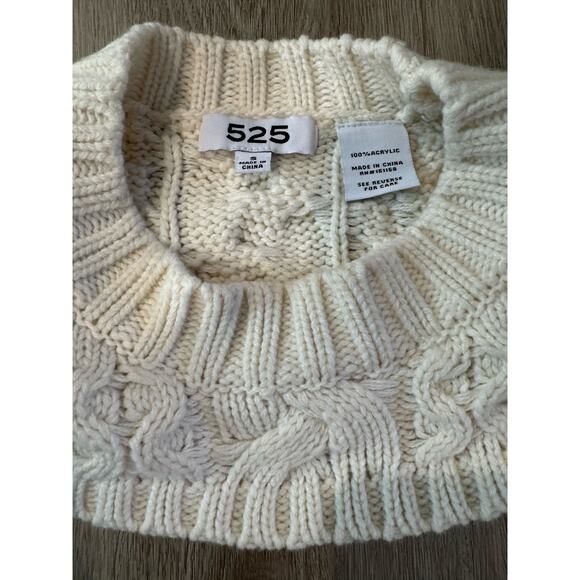 525 America White/Ivory Cable Knit Cropped Crew Neck Shrug -Size Small - Picture 3 of 3